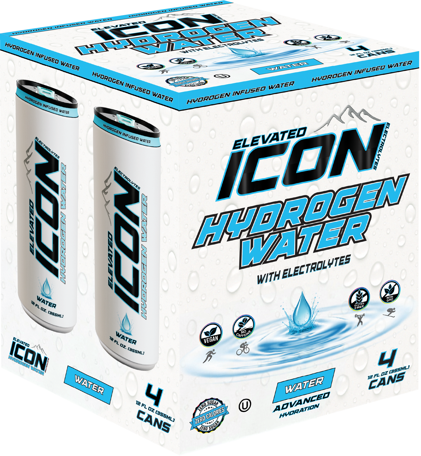 4-Pack Water, Elevated ICON Hydrogen Water, with Electrolytes