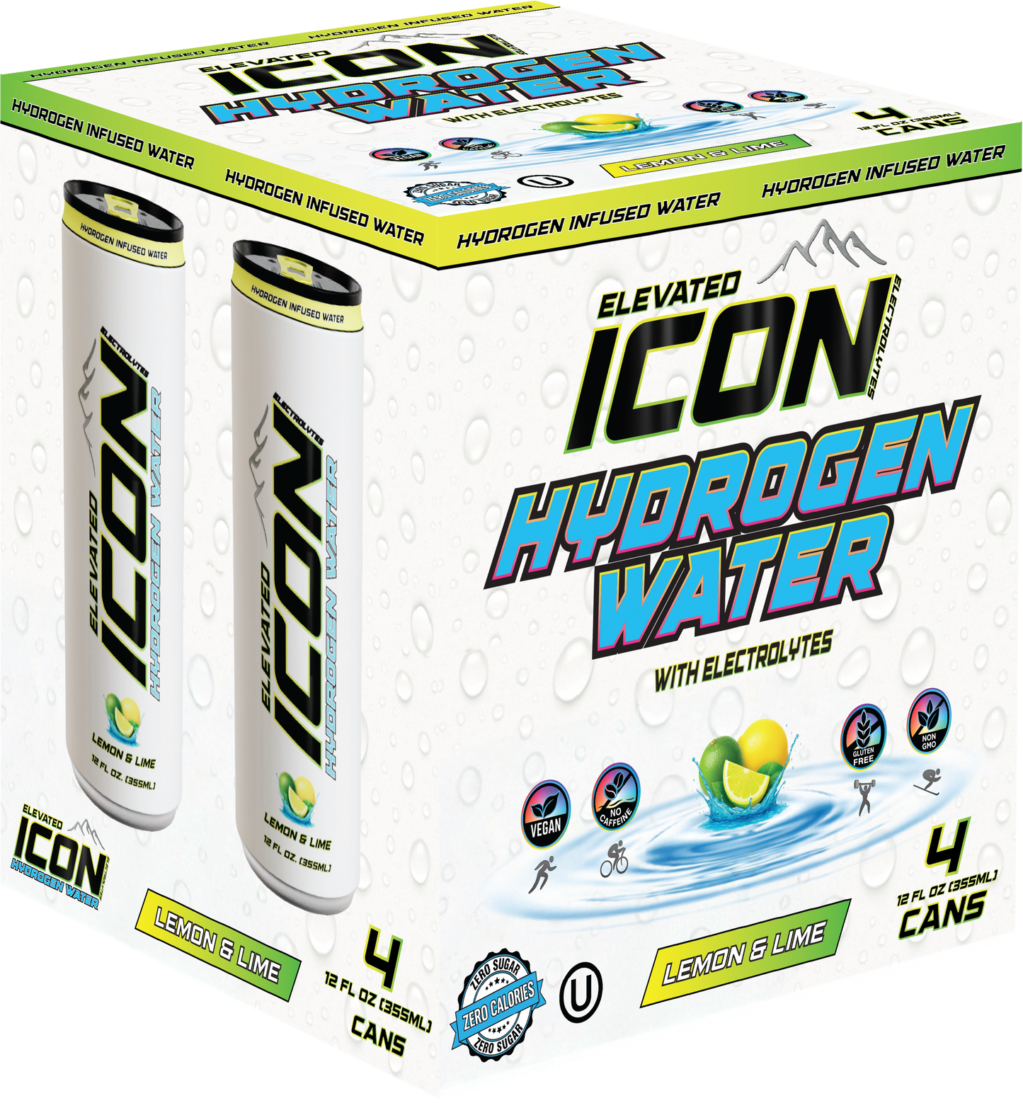 4-Pack Lemon & Lime, Elevated ICON Hydrogen Water, with Electrolytes